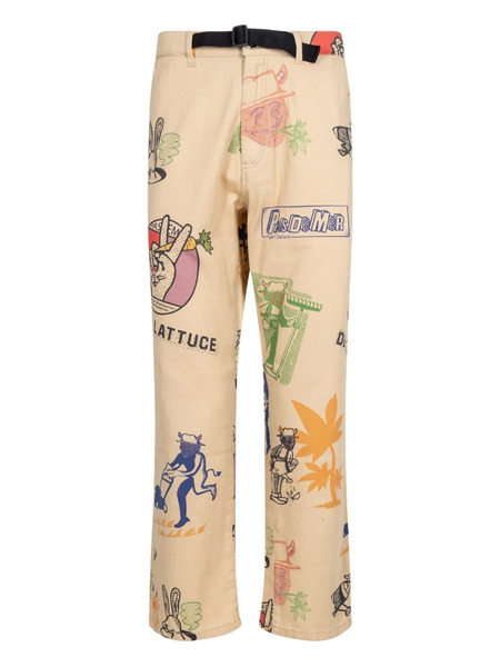  Pas De Mer Devil's Lattuce Printed Trousers - Brown 