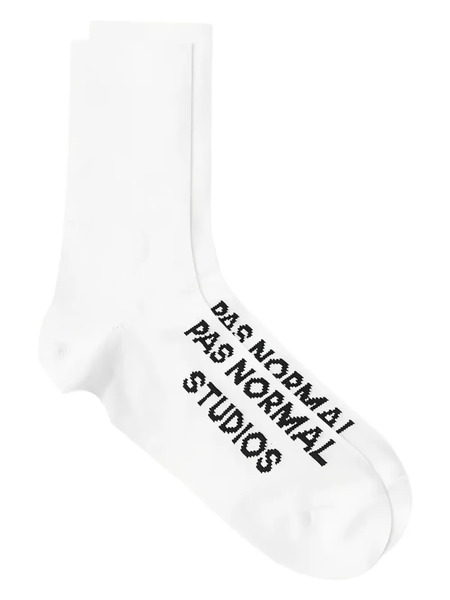  Pas Normal Studios Logo-intarsia Socks - White 