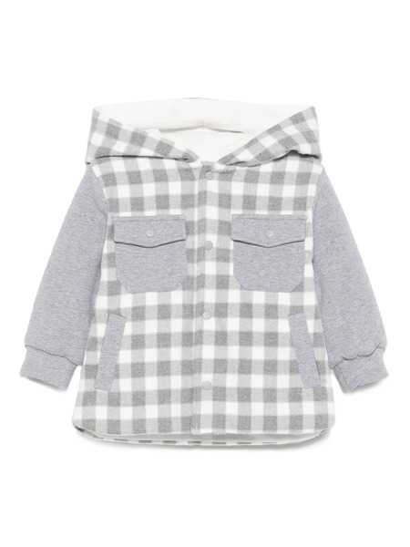  Patachou Hooded Check-pattern Padded Jacket - Grey 