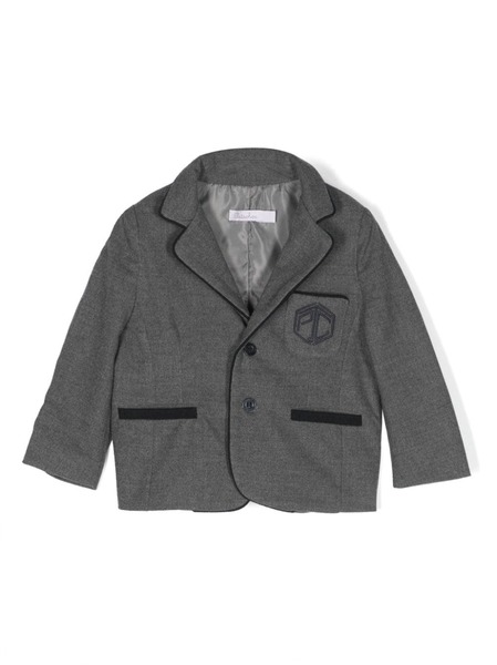  Patachou Logo-embroidered Single-breasted Blazer - Grey 