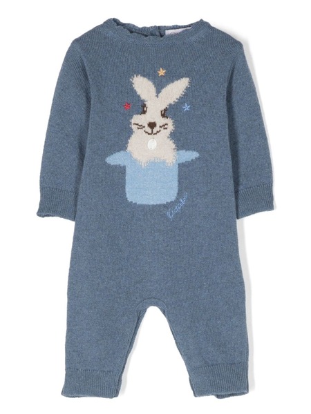  Patachou Patterned Intarsia-knit Romper - Blue 