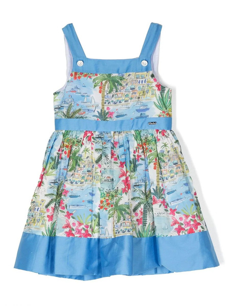  Patachou Sea Liberty-print Flared Ress - Blue 
