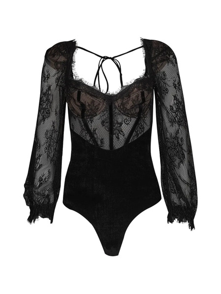  Patbo Lace Open-back Bodysuit - Black 
