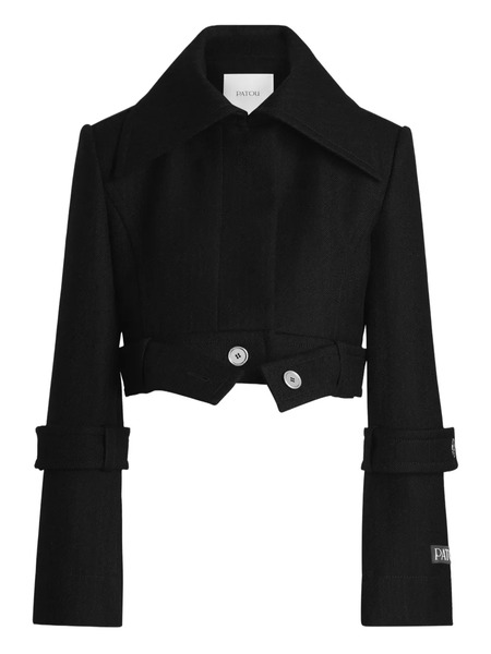  Patou Belted Wide-lapel Jacket - Black 