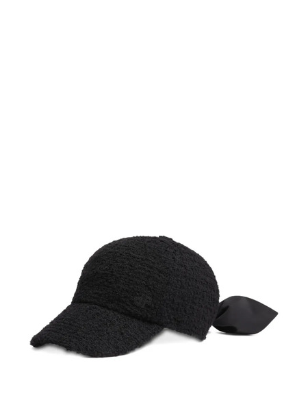  Patou Bow Tweed Baseball Cap - Black 