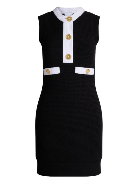  Patou Button Textured Mini Dress - Black 