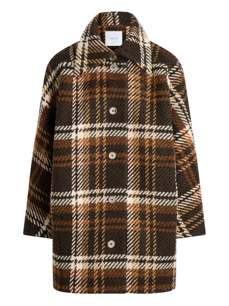  Patou Checked Wool Coat - Brown 