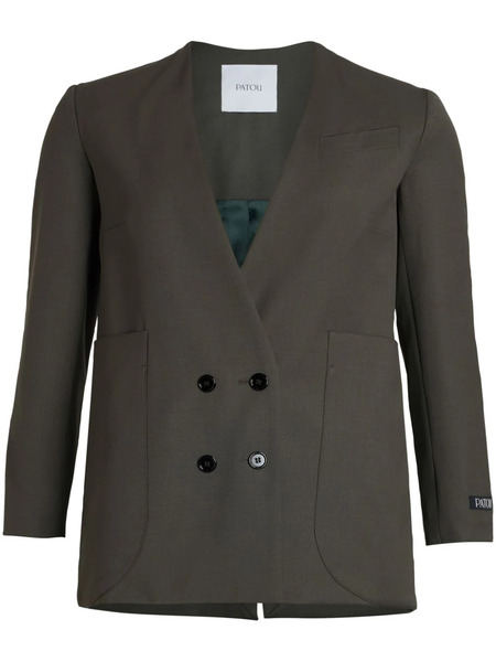  Patou Collarless Double-breasted Blazer - Green 