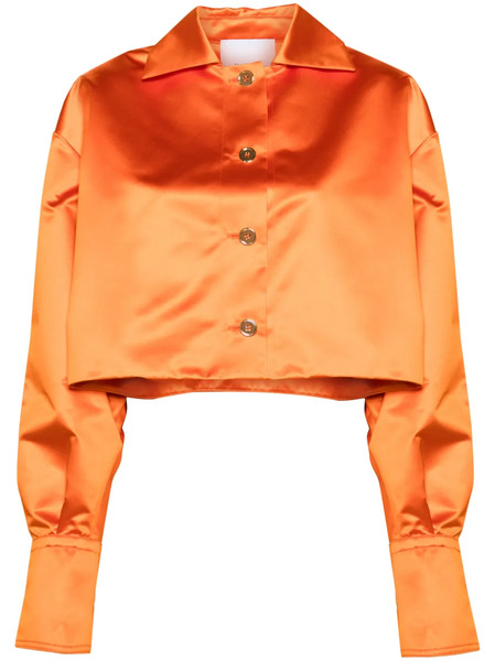  Patou Cropped Satin Shirt Jacket - Orange 