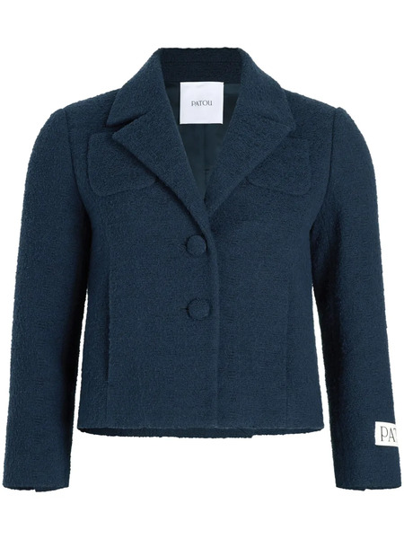  Patou Cropped Tailored Tweed Jacket - Blue 
