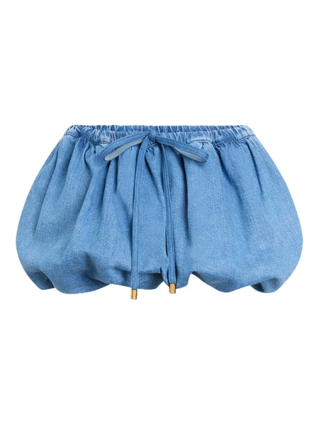  Patou Drawstrings Mini A-line Skirt - Blue 