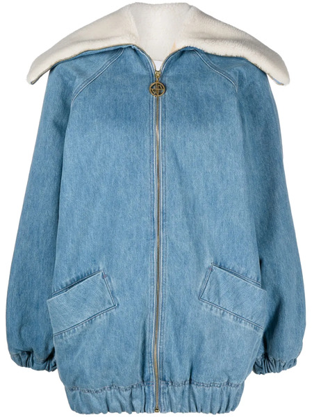  Patou Faux Shearling-trim Denim Jacket - Blue 