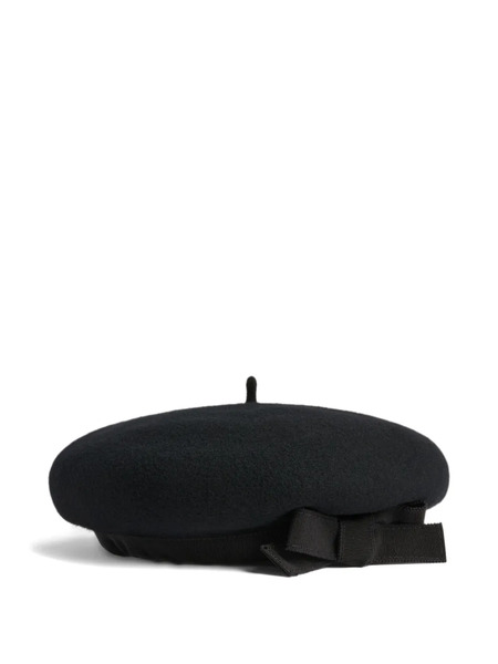  Patou Grosgrain-bow Wool Beret - Black 