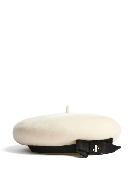  Patou Grosgrain-bow Wool Beret - Neutrals 