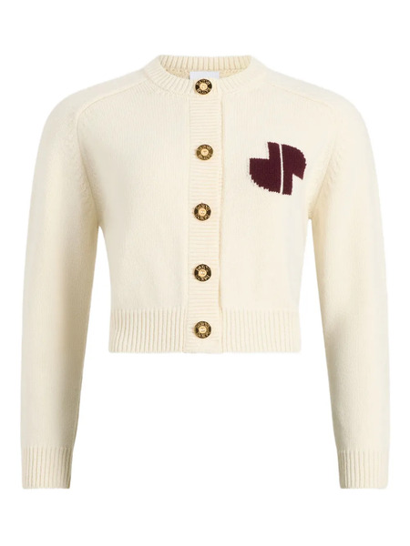  Patou Intarsia Button Cardigan - White 