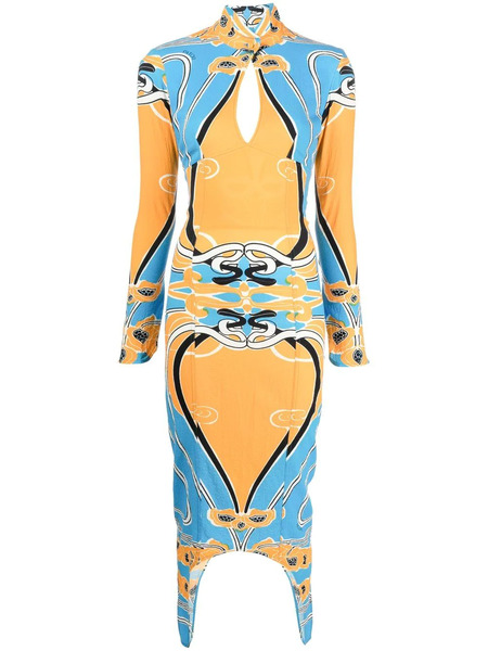  Patou Jacquard Open Back Dress - Orange 