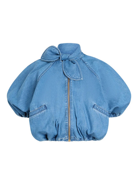  Patou Knot-detail Cropped Jacket - Blue 