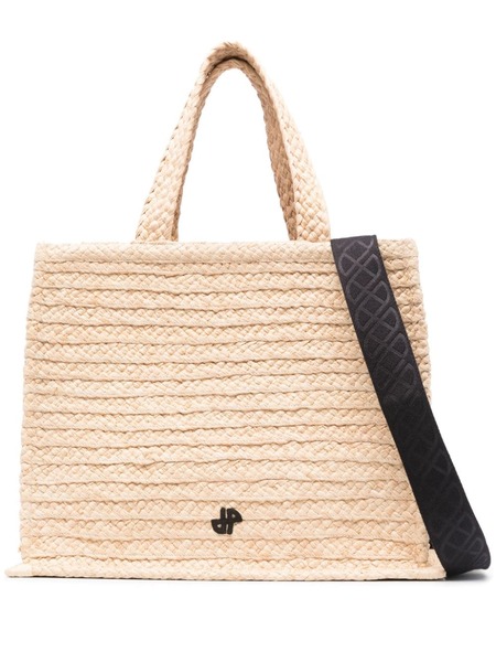  Patou Large Jp Raffia Tote Bag - Neutrals 