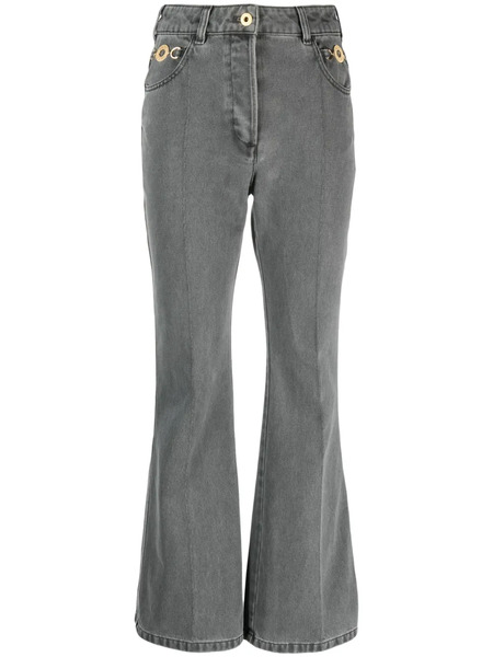  Patou Logo-embroidered Flared Jeans - Grey 