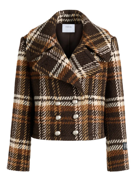  Patou Plaid Double-breasted Jacket - Brown 