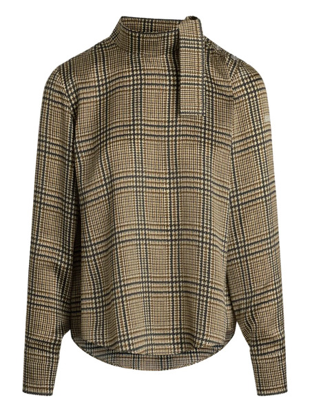  Patou Plaid-pattern Scarf-detail Blouse - Neutrals 