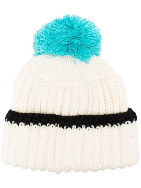  Patou Pompom-trim Knitted Hat - White 