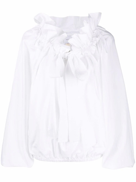  Patou Puff-sleeve Poplin Blouse - White 