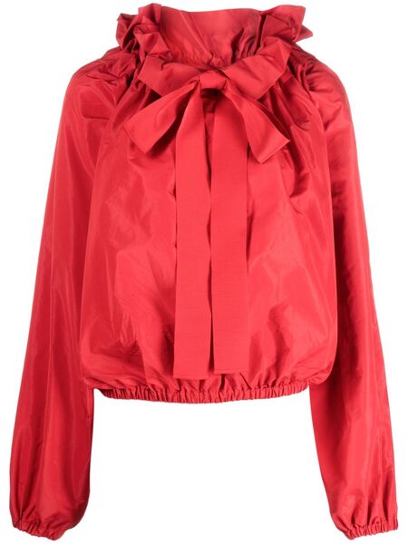  Patou Pussy-bow Puffed Top - Red 