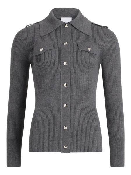  Patou Ribbed Collared Cardigan - Grey 