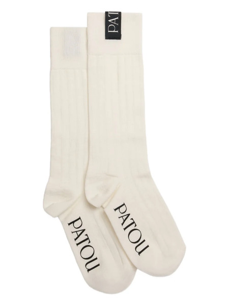  Patou Ribbed Logo Socks - Neutrals 