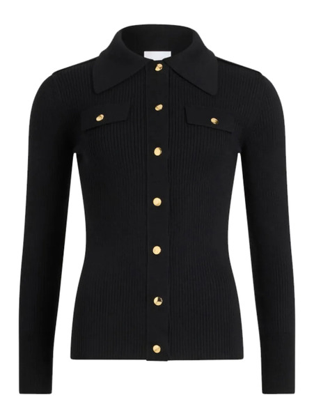  Patou Ribbed Wool Cardigan - Black 