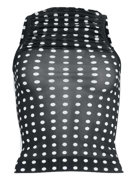  Patou Ruched Polka-dot Top - Black 