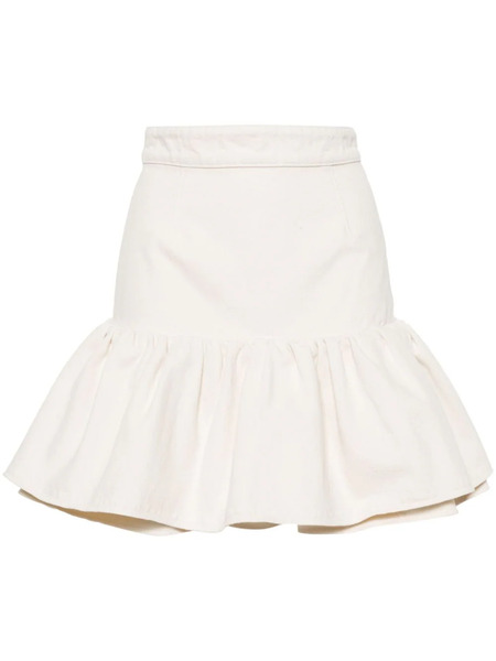  Patou Ruffled Denim Miniskirt - Neutrals 