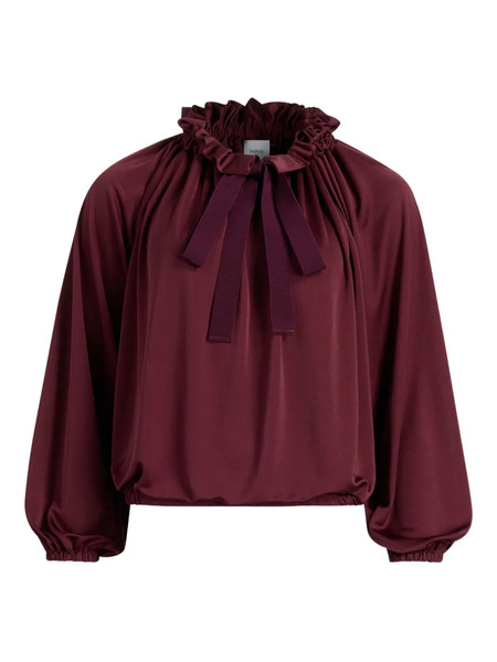  Patou Ruffled Satin Blouse - Red 