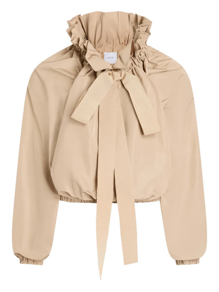  Patou Ruffled Tie-neck Top - Neutrals 