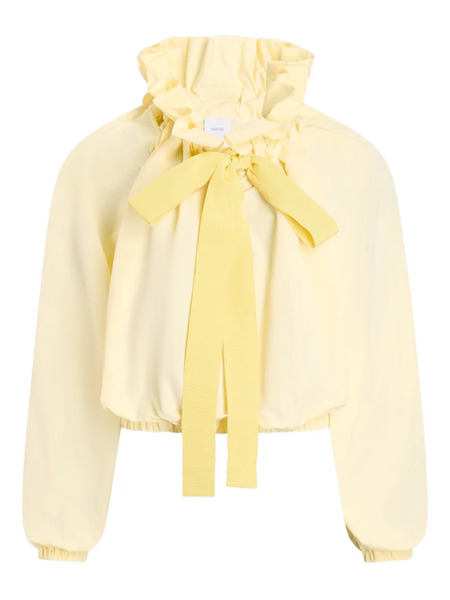  Patou Ruffled Tie-neck Top - Yellow 
