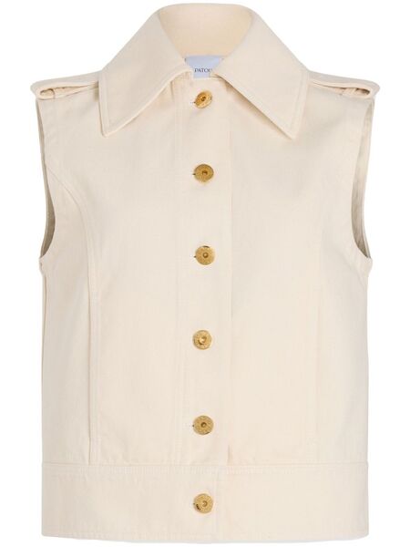  Patou Sleeveless Denim Jacket - Neutrals 