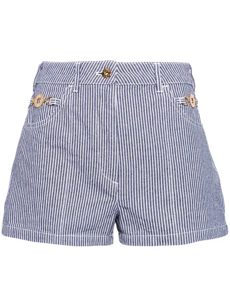  Patou Striped Denim Mini Shorts - Blue 