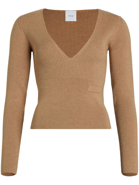  Patou V-neck Ribbed Sweater - Brown 