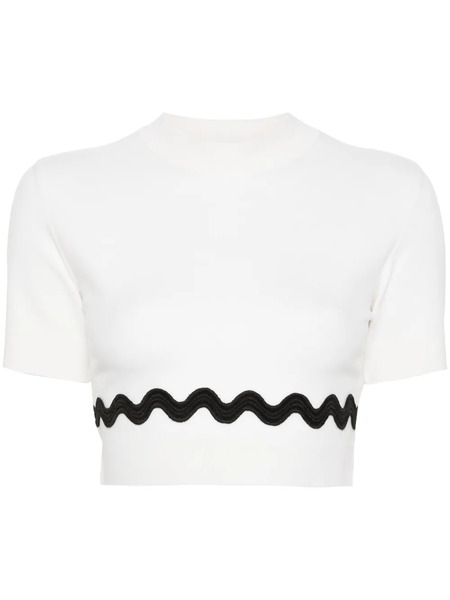  Patou Wave Cropped Sweater - White 