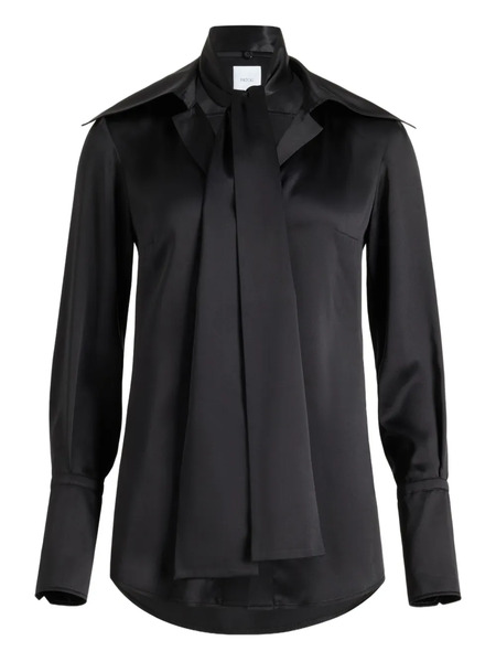  Patou Wide-collar Silk Blouse - Black 