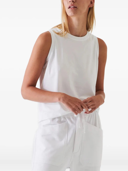  Patrick Assaraf Boyfriend Crew-neck Sleeveless Top - White 