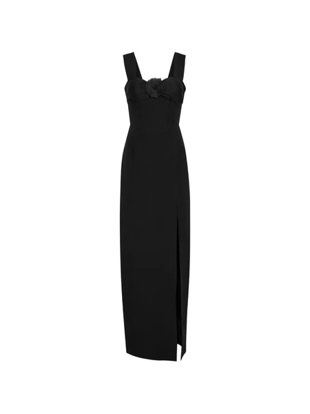  Patrick Assaraf Floral Appliqué Split Dress - Black 