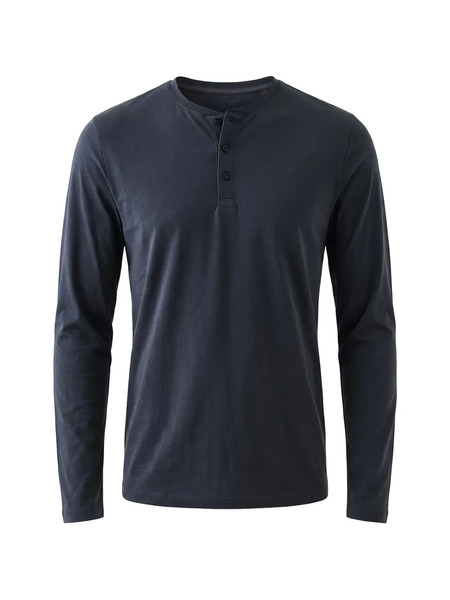  Patrick Assaraf Henley Buttoned T-shirt - Blue 