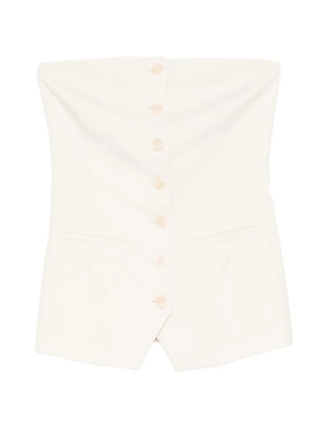  Patrizia Pepe Button Strapless Top - Neutrals 