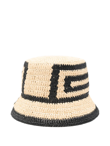  Patrizia Pepe Geometric Raffia Bucket Hat - Neutrals 