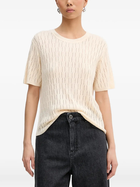  Patrizia Pepe Openwork T-shirt - Neutrals 
