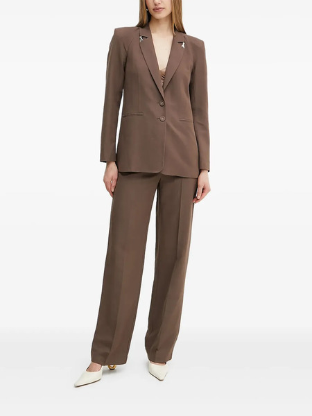  Patrizia Pepe Padded-shoulder Embellished Blazer - Brown 