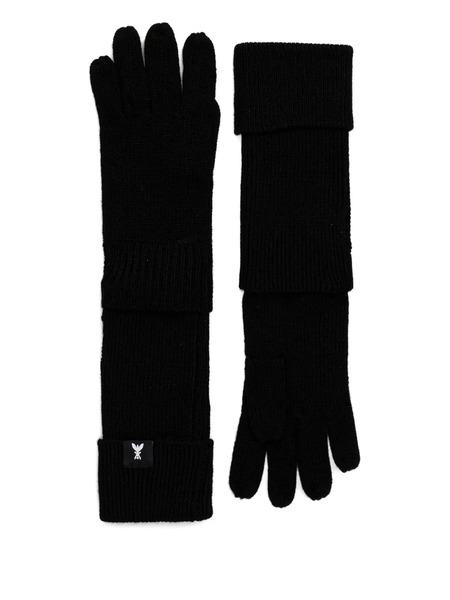  Patrizia Pepe Ribbed Logo-detail Gloves - Black 