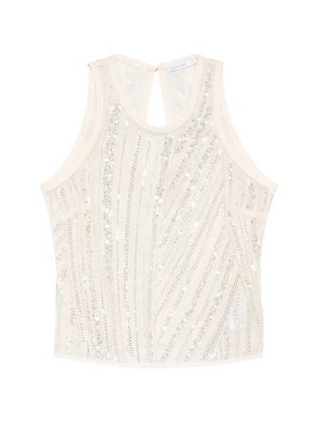  Patrizia Pepe Sleeveless Embroidered Top - Neutrals 